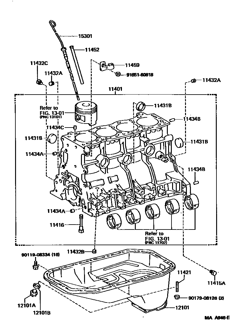 Toyota HILUX Cylinder Block EPC diagram — MAA946E