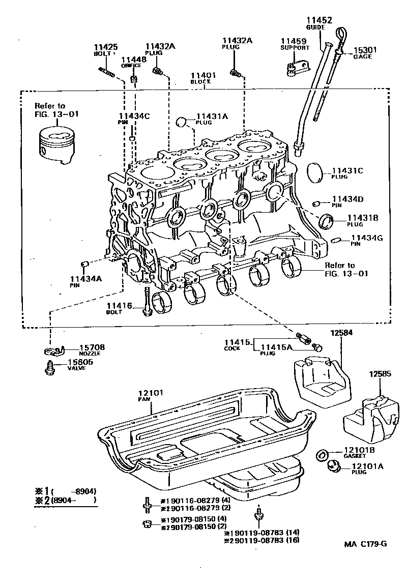 Toyota HILUX Cylinder Block EPC diagram — MAC179G