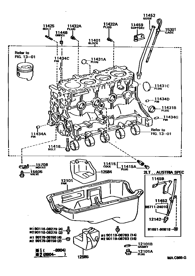 Toyota HILUX Cylinder Block EPC diagram — MAC869G
