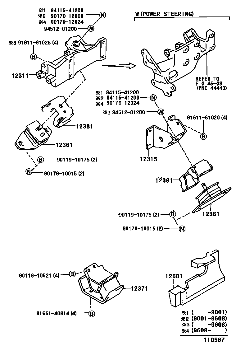 Toyota HILUX Engine Mounting EPC diagram — 110567