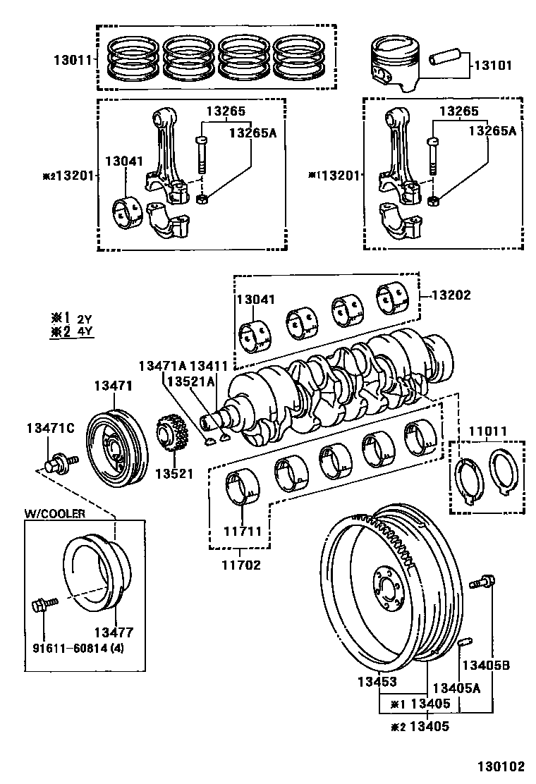 Toyota HILUX Crankshaft & Piston EPC diagram — 130102