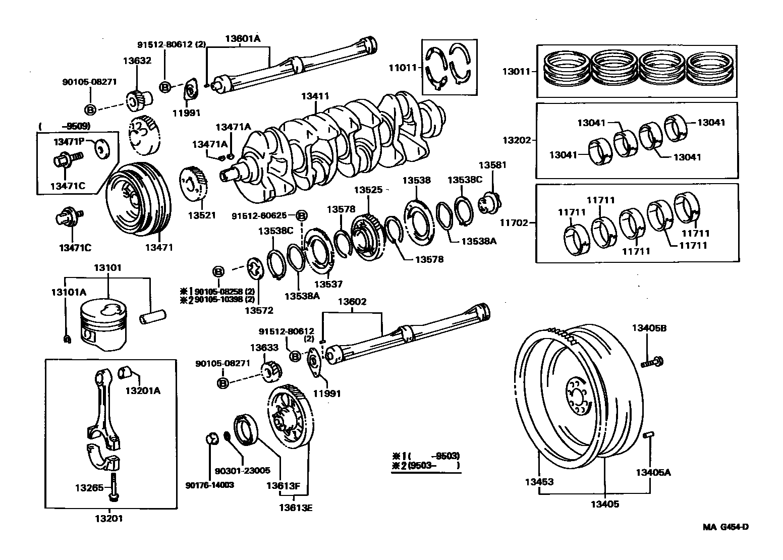 Toyota HILUX Crankshaft & Piston EPC diagram — MAG454D