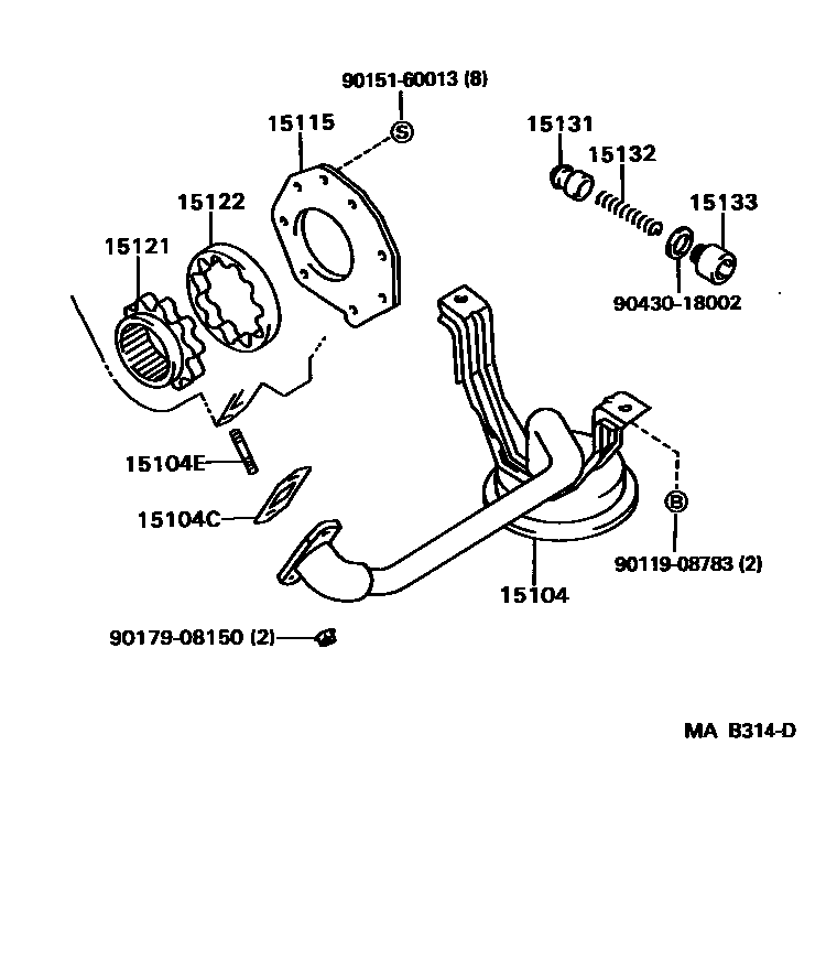 Toyota HILUX Engine Oil Pump EPC diagram — MAB314D