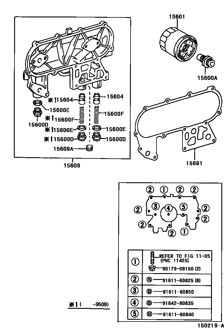 Toyota HILUX Oil Filter EPC diagram — 150219A