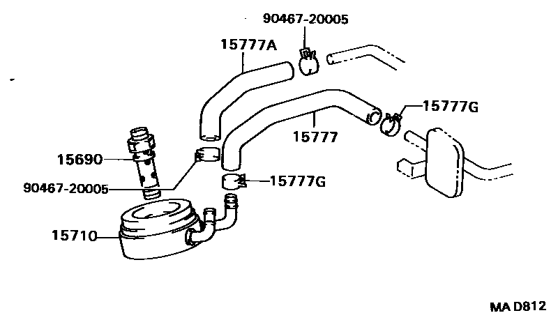 Toyota HILUX Engine Oil Cooler EPC diagram — MAD812