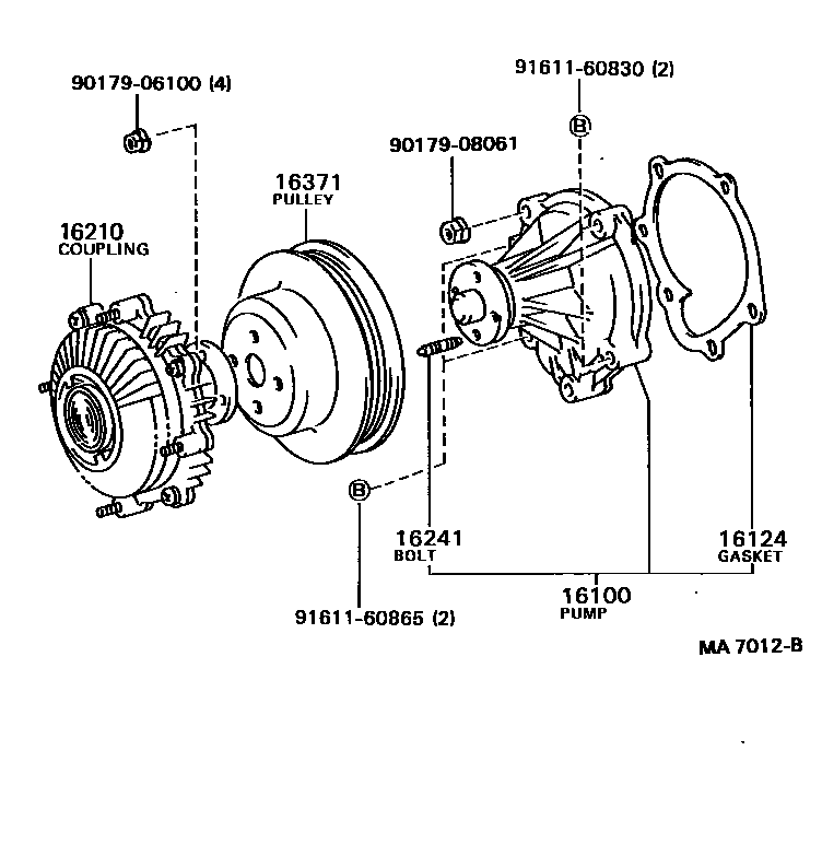 Toyota HILUX Water Pump EPC diagram — MA7012B