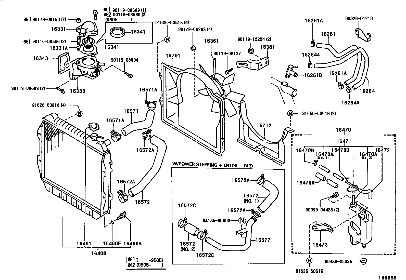 Toyota HILUX RADIATOR & WATER OUTLET EPC diagram — 160389