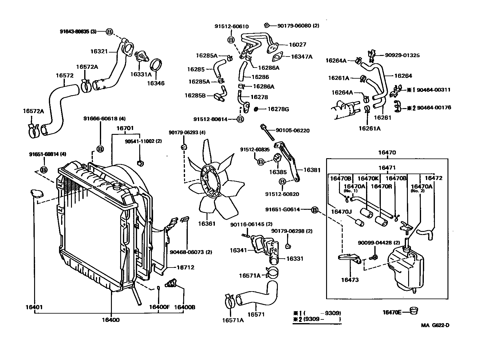 Toyota HILUX RADIATOR & WATER OUTLET EPC diagram — MAG622D