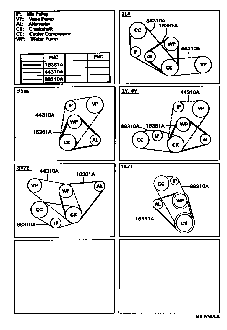 Toyota HILUX V-Belt EPC diagram — MAB383B