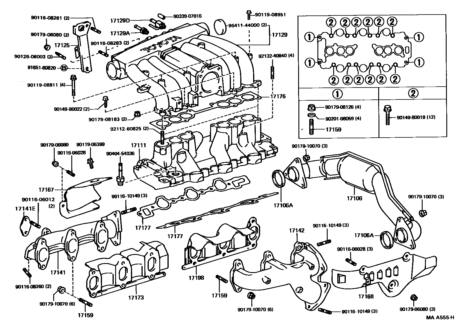 Toyota HILUX Manifold EPC diagram — MAA555H
