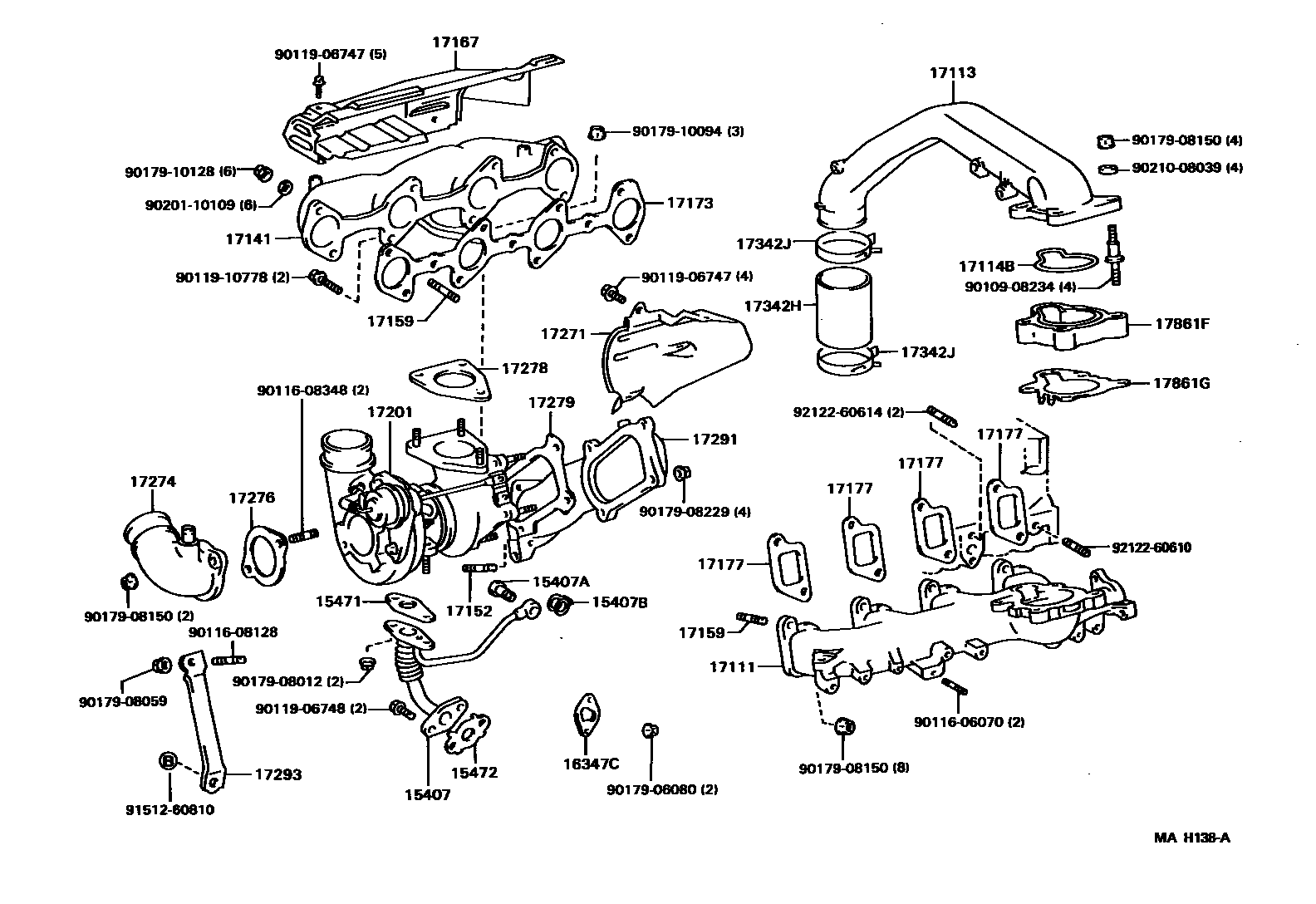 Toyota HILUX Manifold EPC diagram — MAH138A