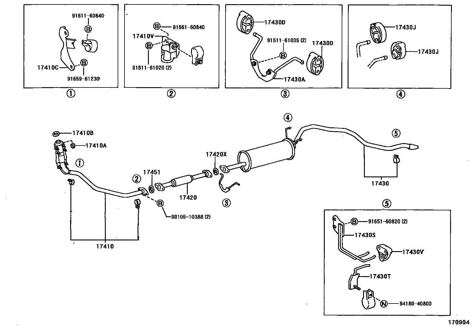 Toyota HILUX Exhaust Pipe EPC diagram — 170904