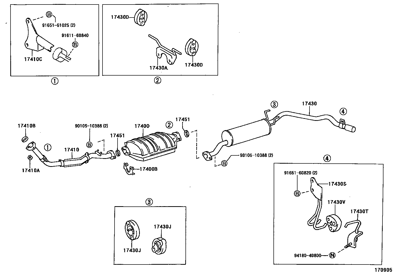 Toyota HILUX Exhaust Pipe EPC diagram — 170905