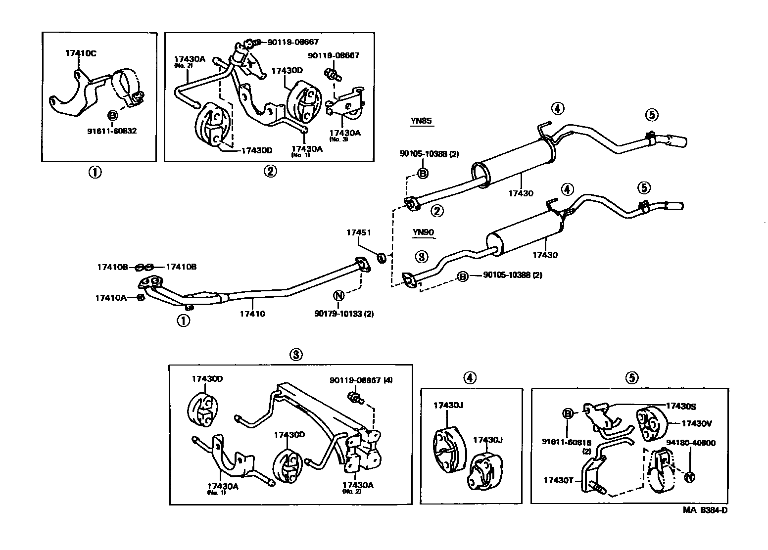 Toyota HILUX Exhaust Pipe EPC diagram — MAB384D