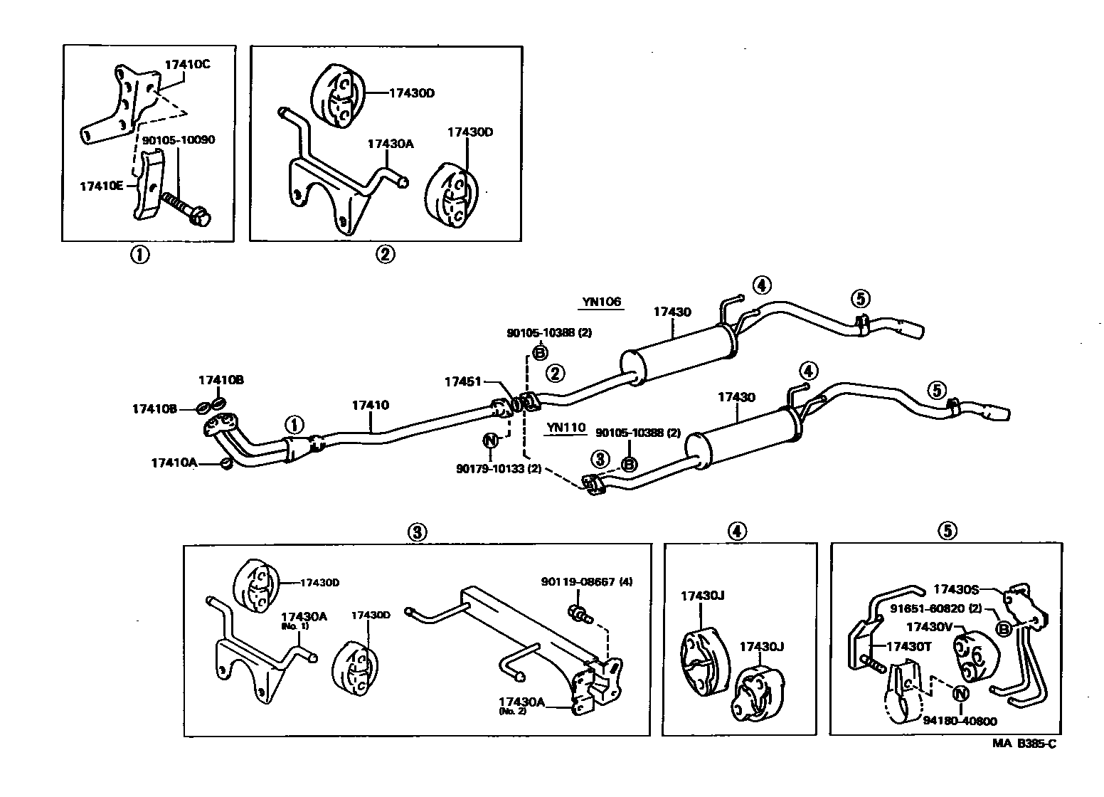 Toyota HILUX Exhaust Pipe EPC diagram — MAB385C