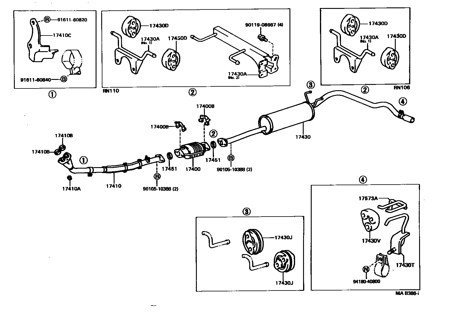 Toyota HILUX Exhaust Pipe EPC diagram — MAB386I