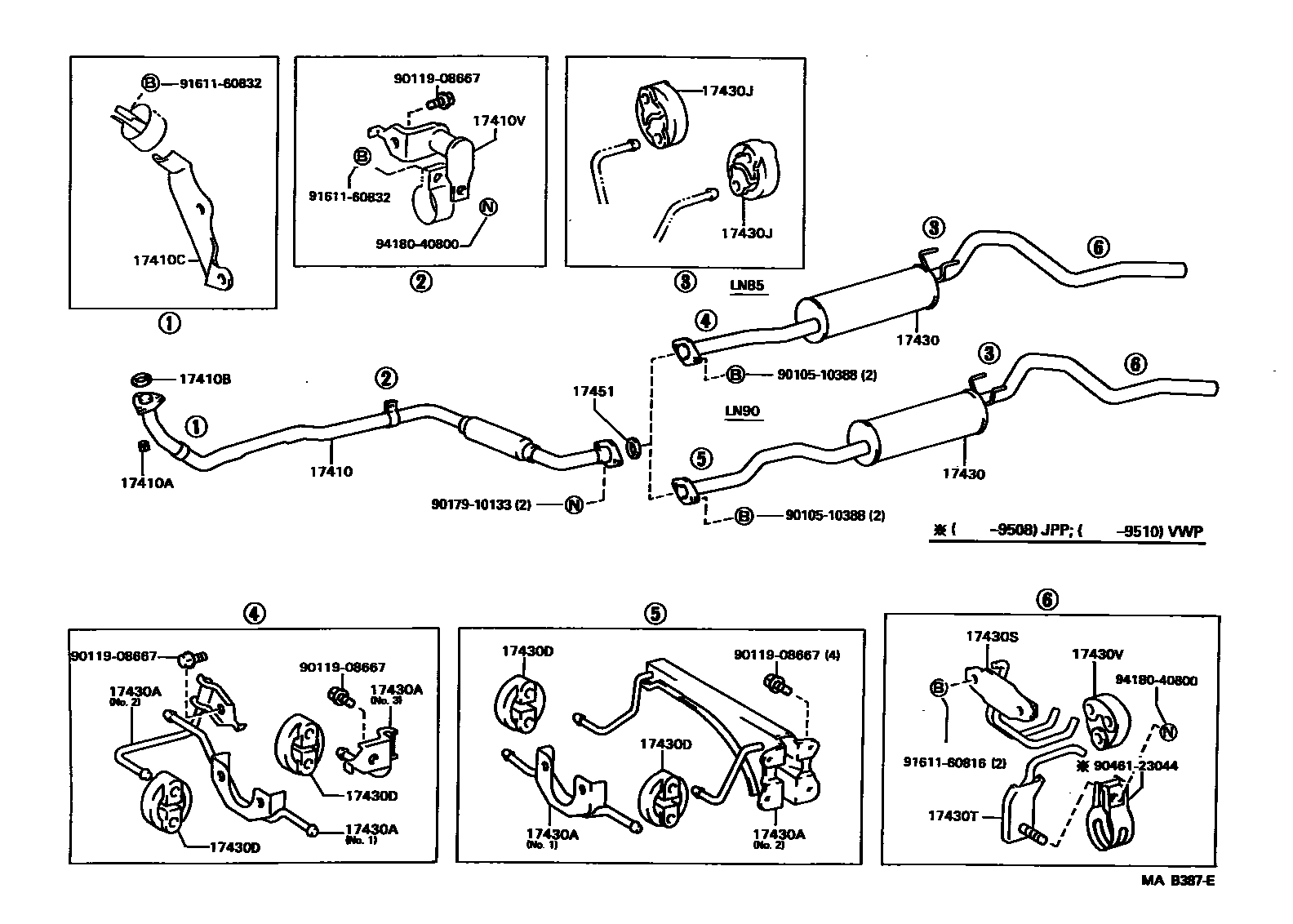 Toyota HILUX Exhaust Pipe EPC diagram — MAB387E