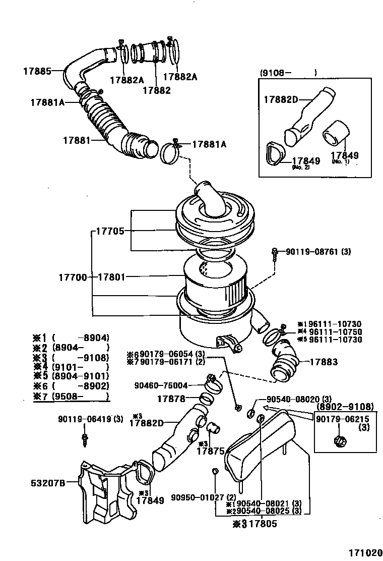 Toyota HILUX Air Cleaner EPC diagram — 171020