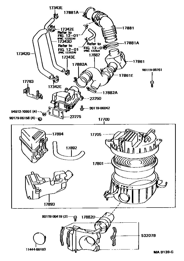 Toyota HILUX Air Cleaner EPC diagram — MAB139G