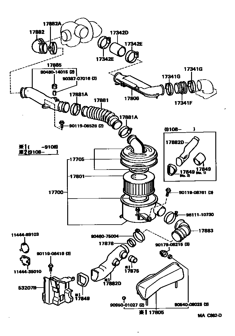 Toyota HILUX Air Cleaner EPC diagram — MAC862D