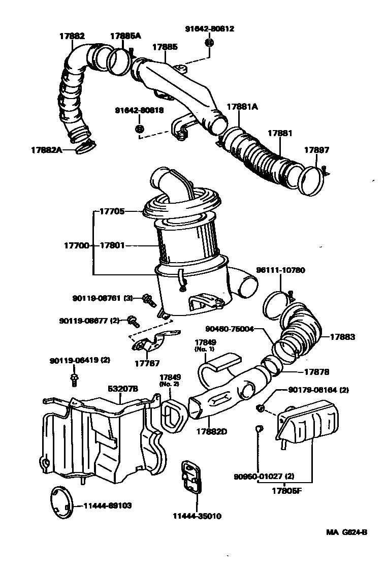 Toyota HILUX Air Cleaner EPC diagram — MAG624B