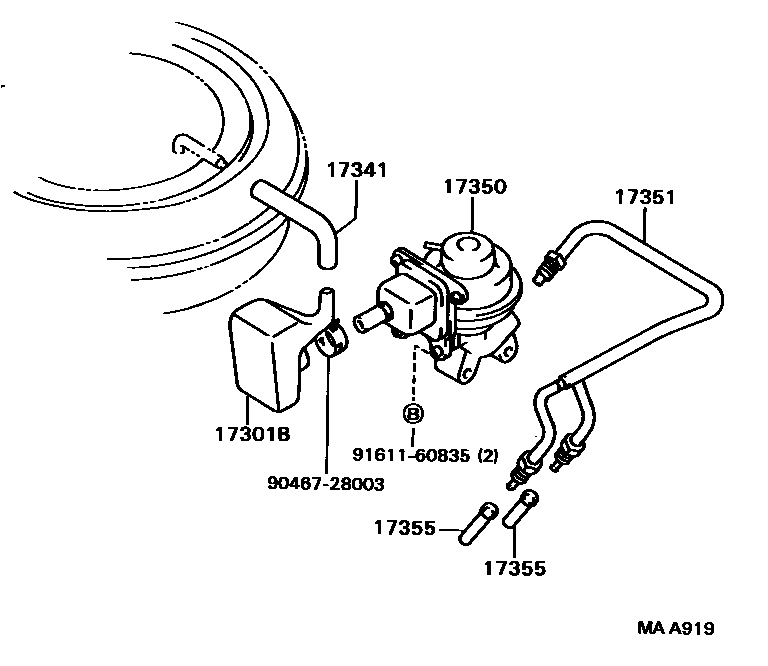 Toyota HILUX 歧管喷气系统 EPC diagram — MAA919
