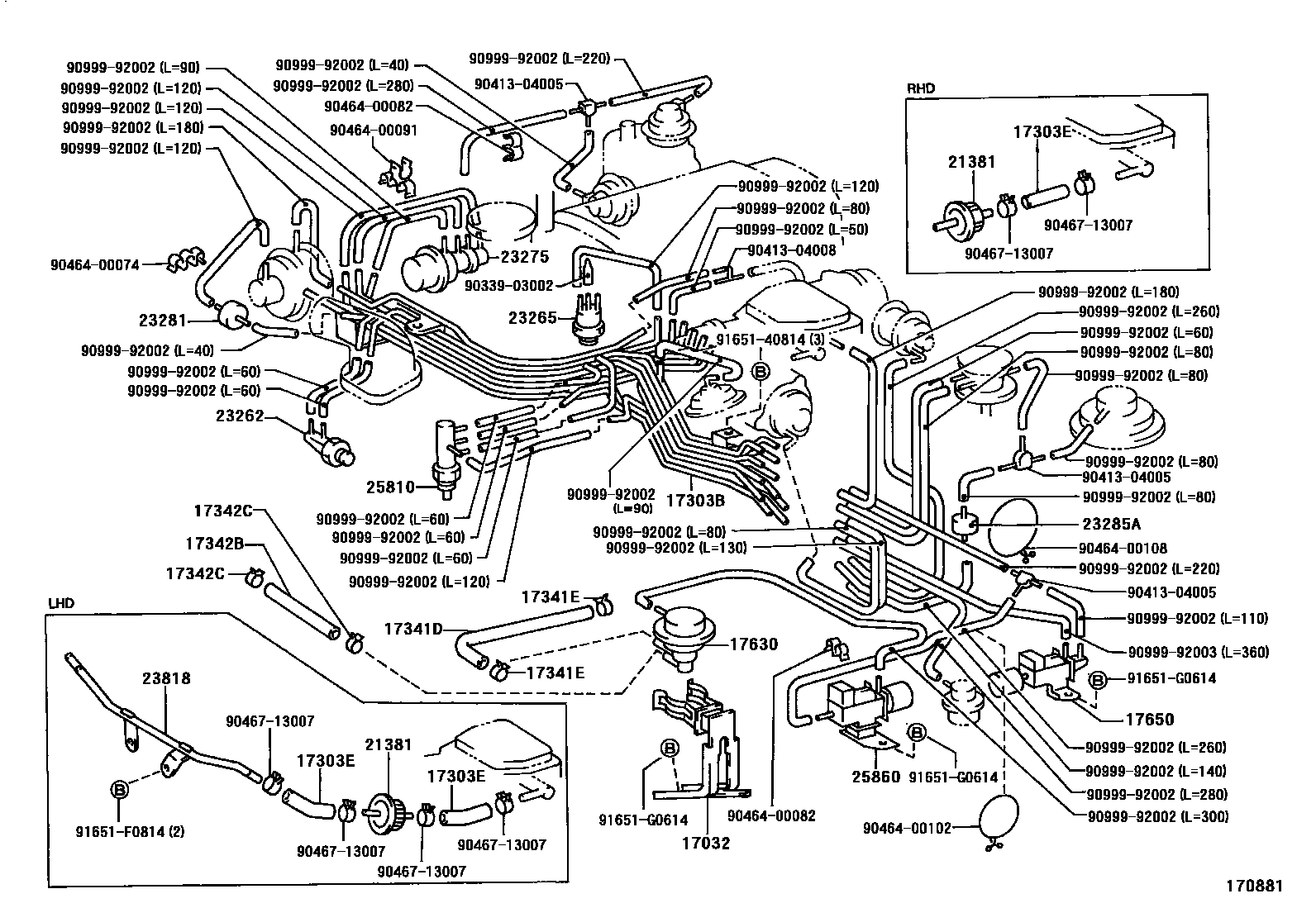 Toyota HILUX vacuum tube EPC diagram — 170881