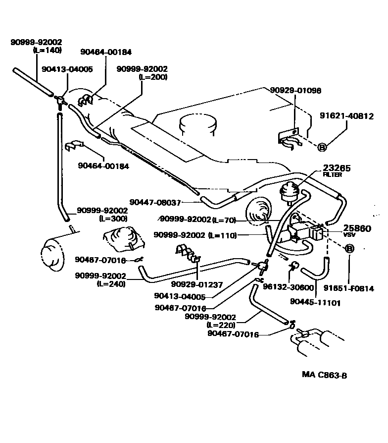 Toyota HILUX vacuum tube EPC diagram — MAC863B