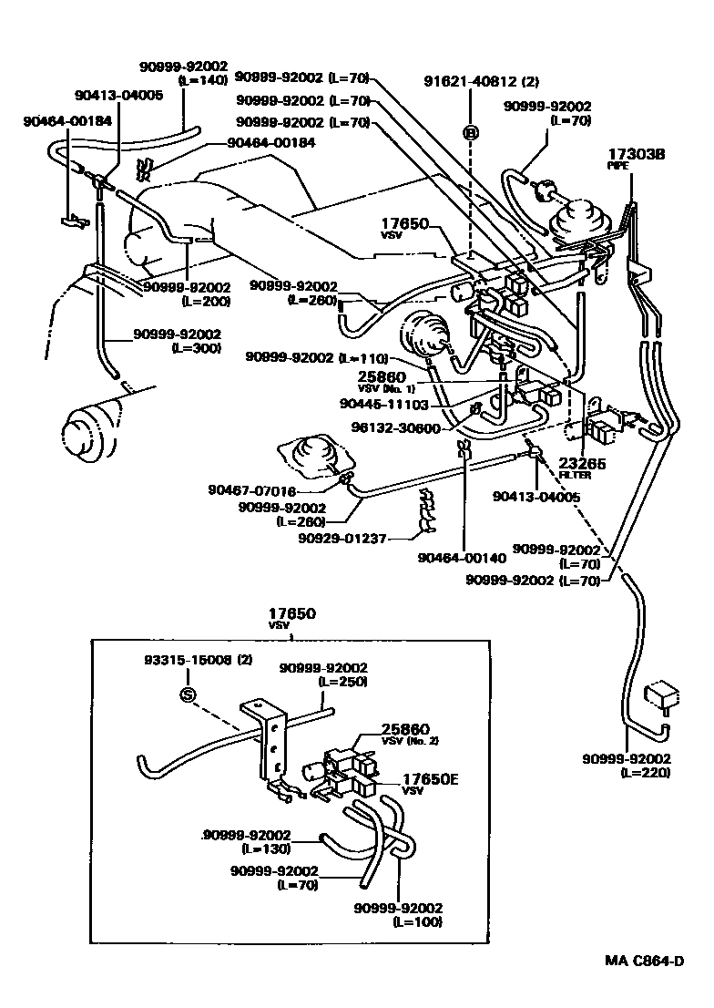 Toyota HILUX vacuum tube EPC diagram — MAC864D
