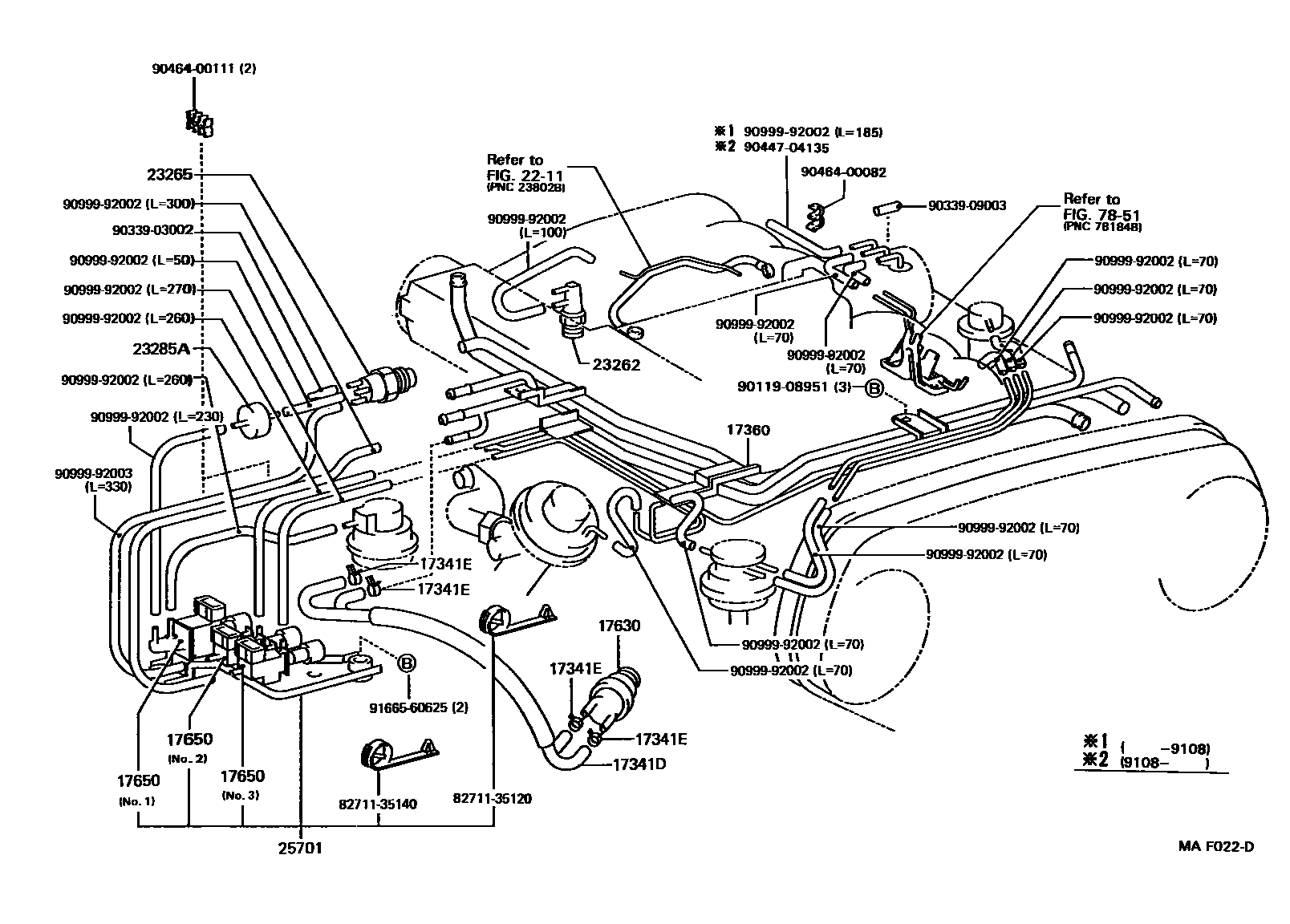 Toyota HILUX vacuum tube EPC diagram — MAF022D