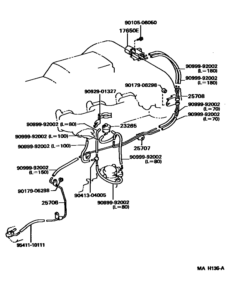 Toyota HILUX vacuum tube EPC diagram — MAH136A