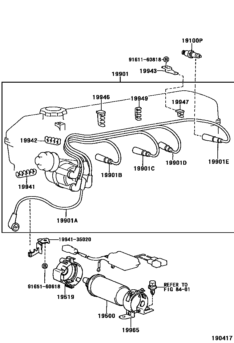 Toyota HILUX 点火线圈和火花塞 EPC diagram — 190417