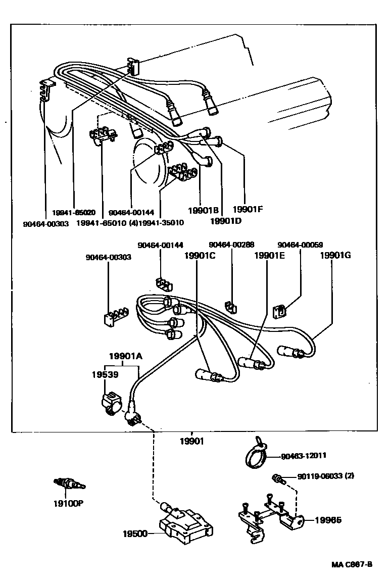 Toyota HILUX 点火线圈和火花塞 EPC diagram — MAC867B