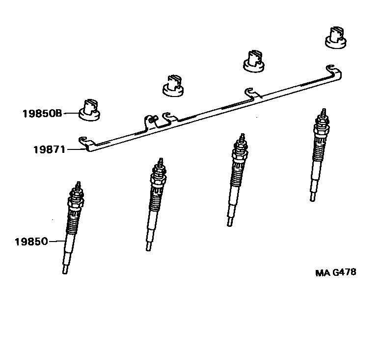 Toyota HILUX 点火线圈和火花塞 EPC diagram — MAG478