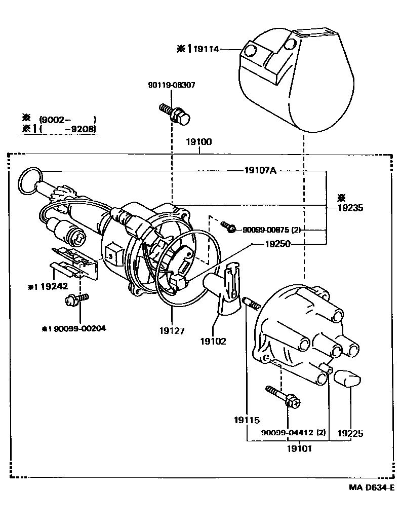 Toyota HILUX 分电器 EPC diagram — MAD634E