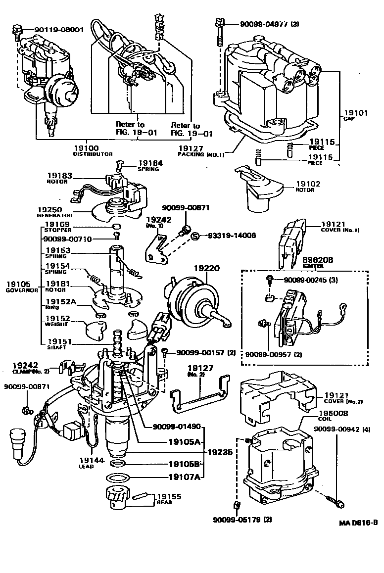 Toyota HILUX 分电器 EPC diagram — MAD816B