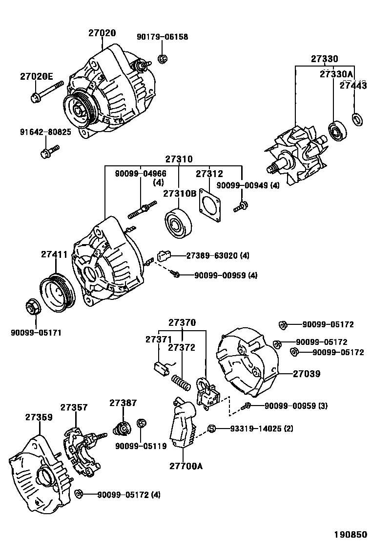 Toyota HILUX Alternator EPC diagram — 190850