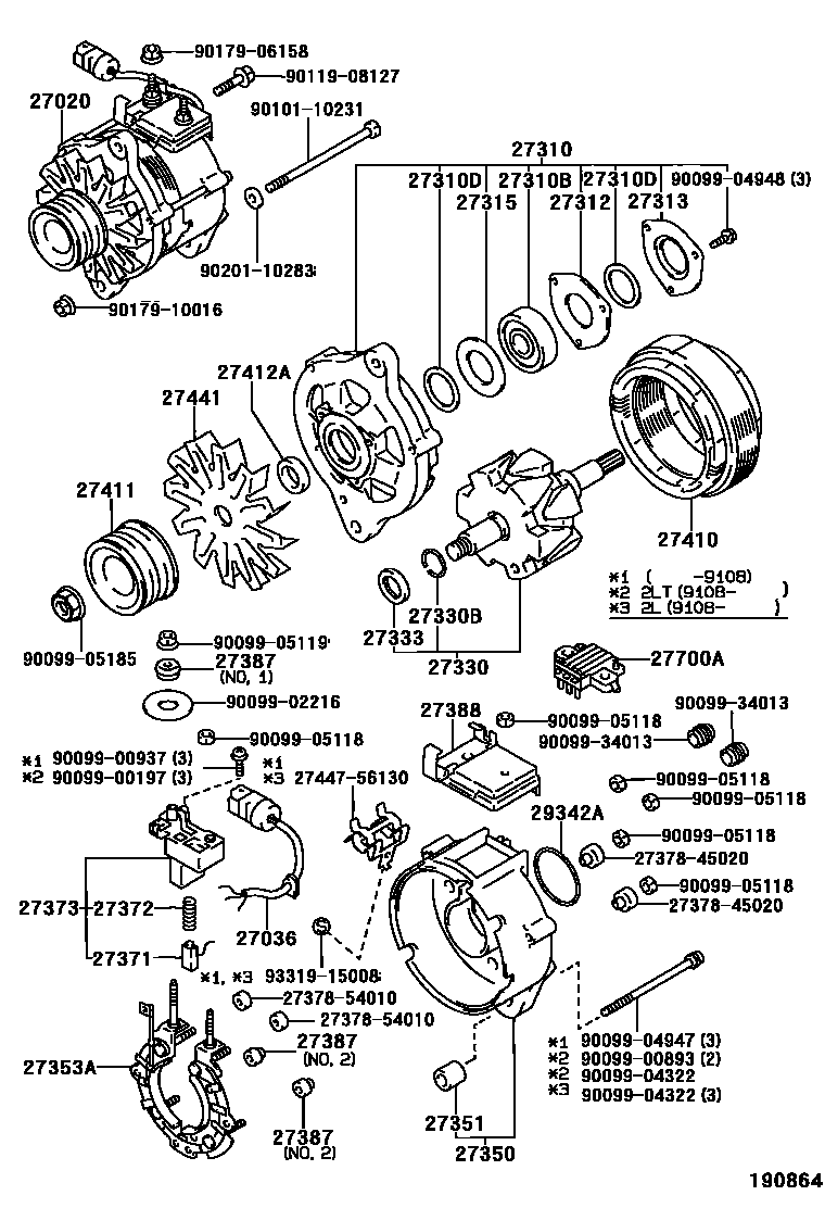 Toyota HILUX Alternator EPC diagram — 190864