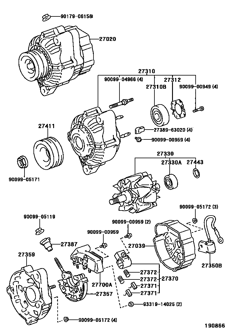 Toyota HILUX Alternator EPC diagram — 190866