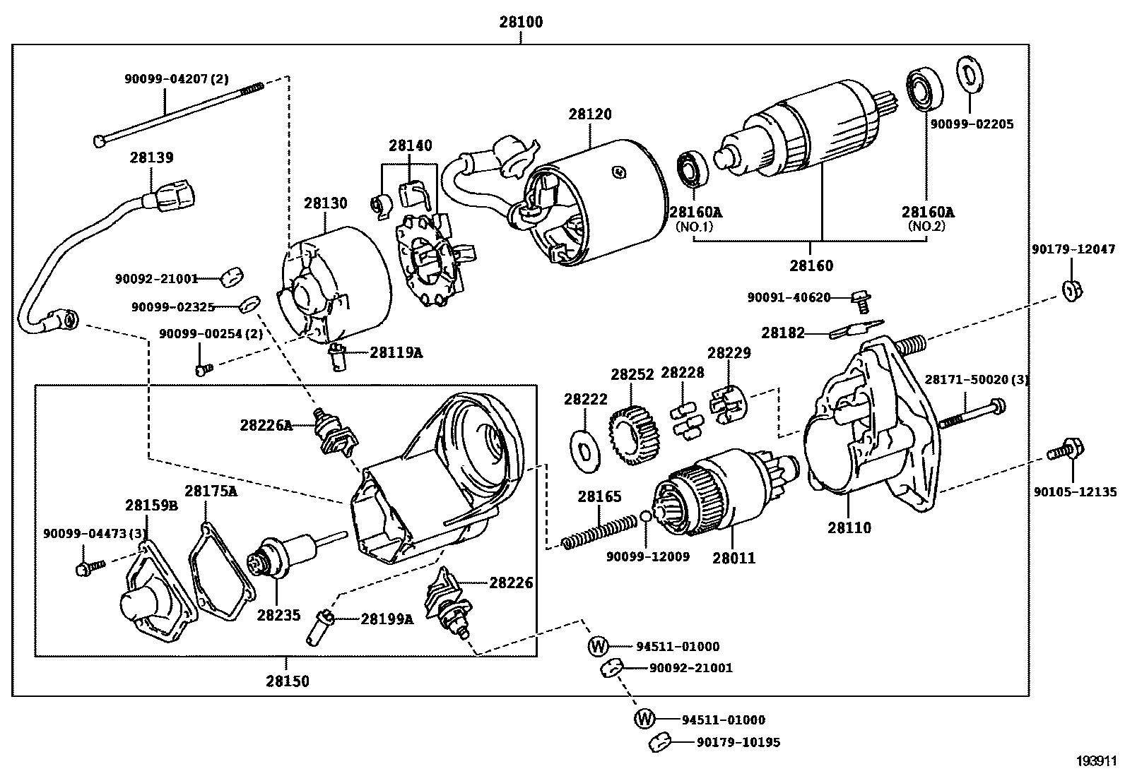 Toyota HILUX 起动机 EPC diagram — 193911