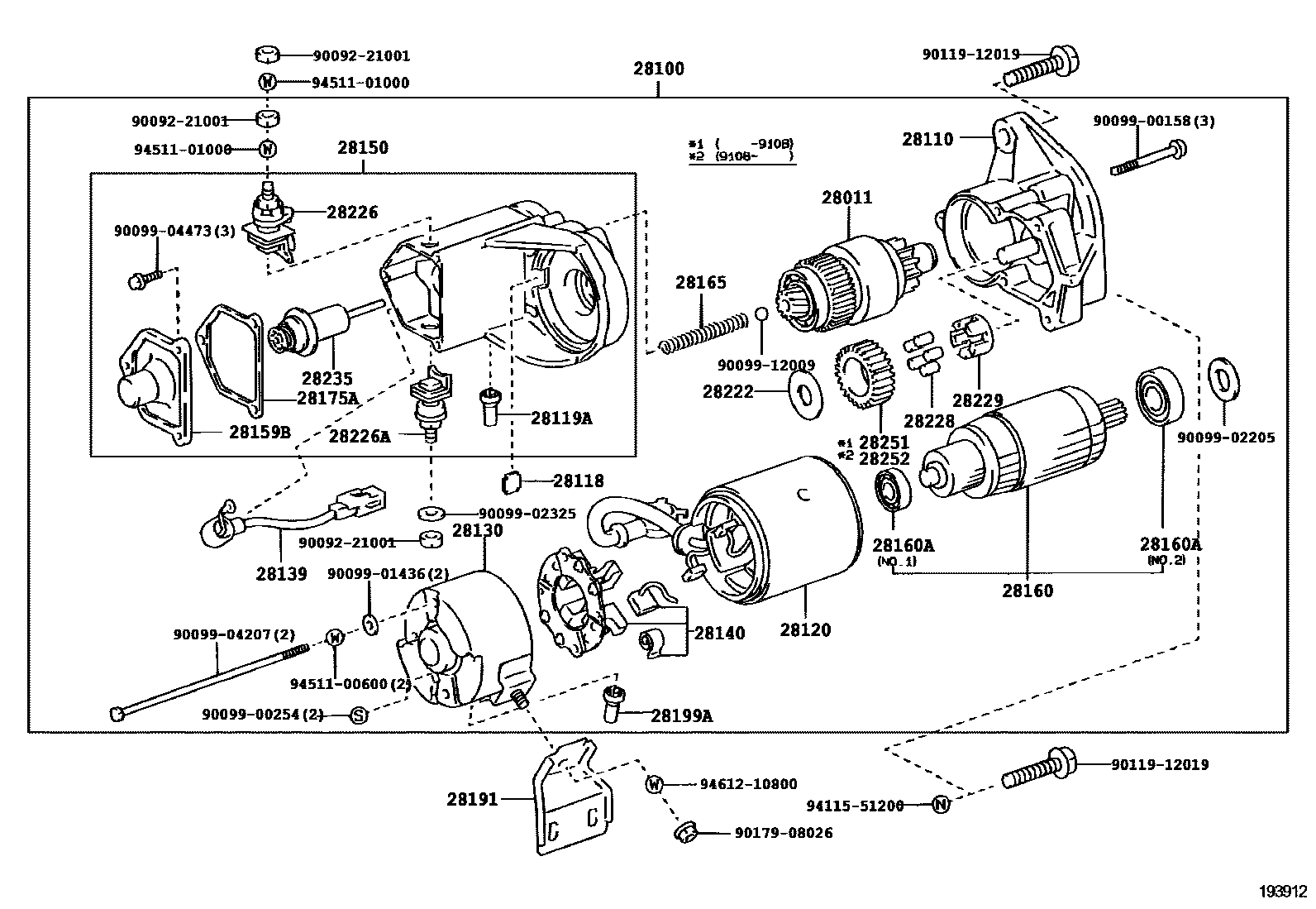Toyota HILUX 起动机 EPC diagram — 193912