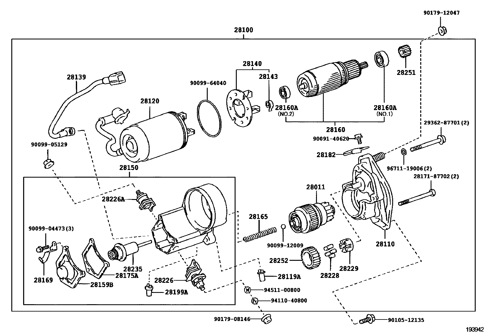 Toyota HILUX 起动机 EPC diagram — 193942