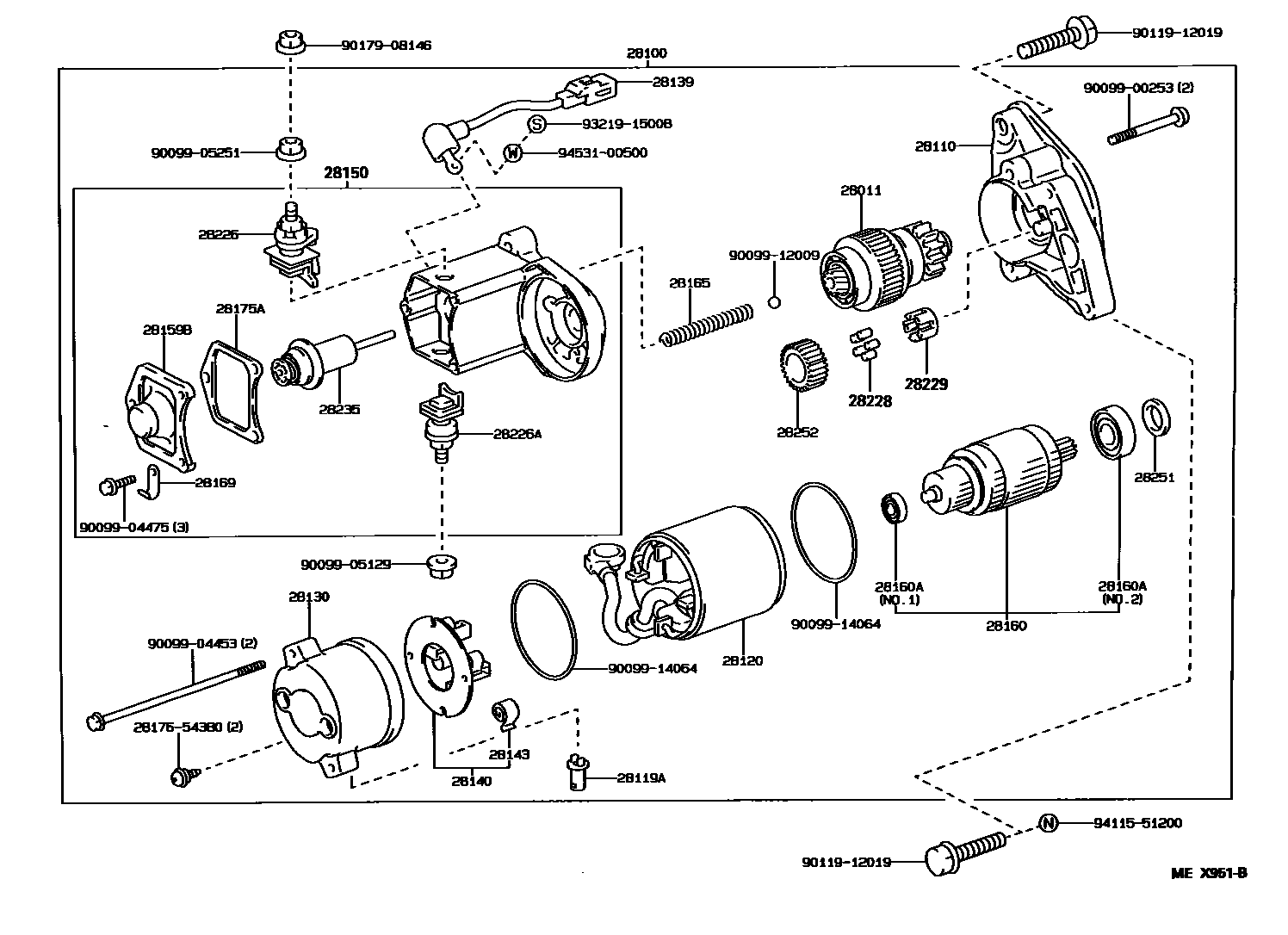 Toyota HILUX 起动机 EPC diagram — MEX951B