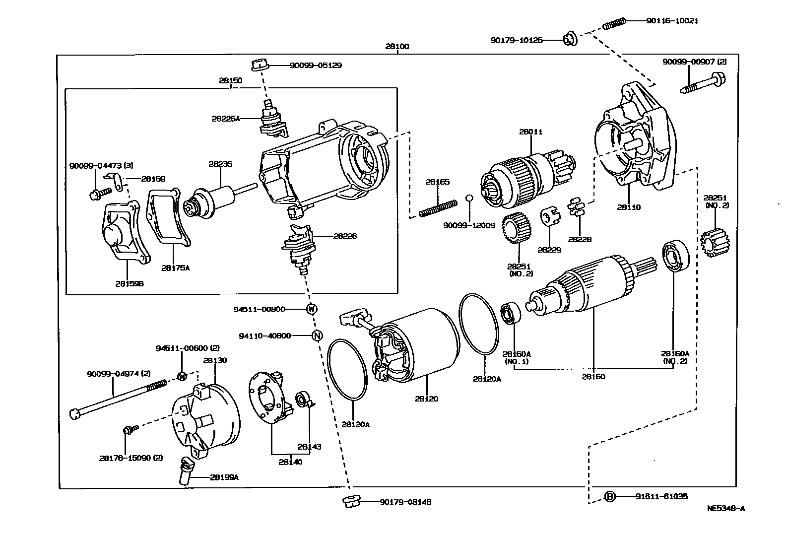 Toyota HILUX 起动机 EPC diagram — NE5348A