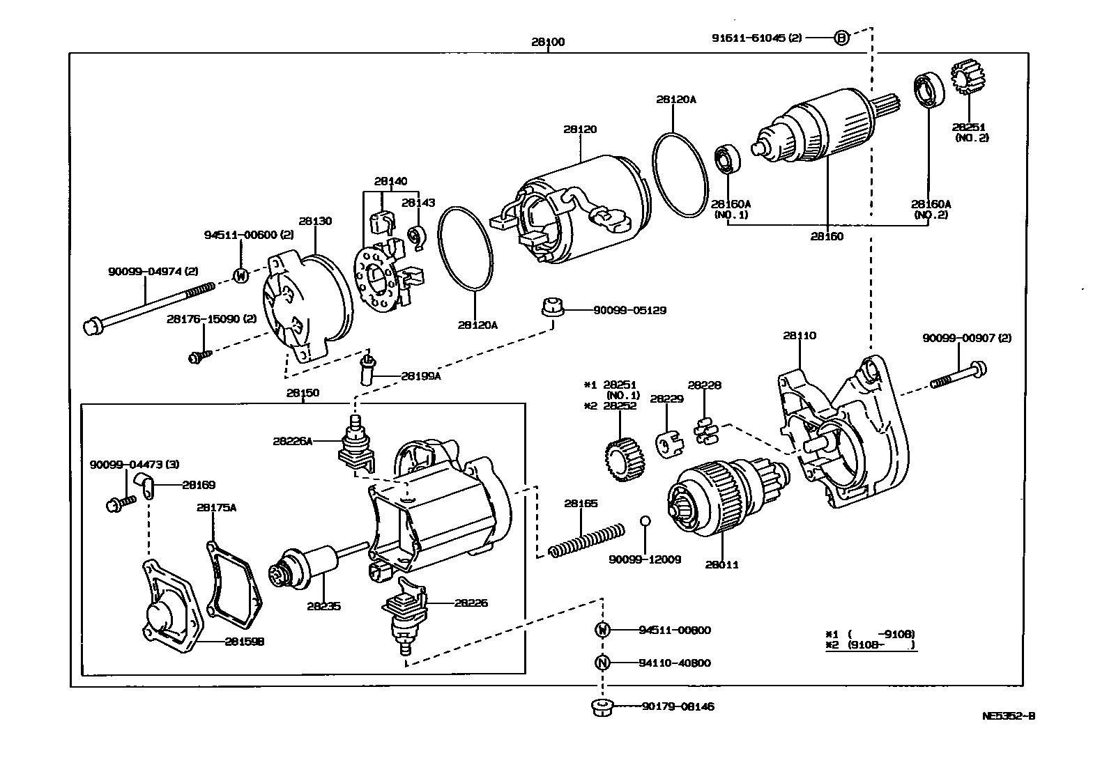 Toyota HILUX 起动机 EPC diagram — NE5352B