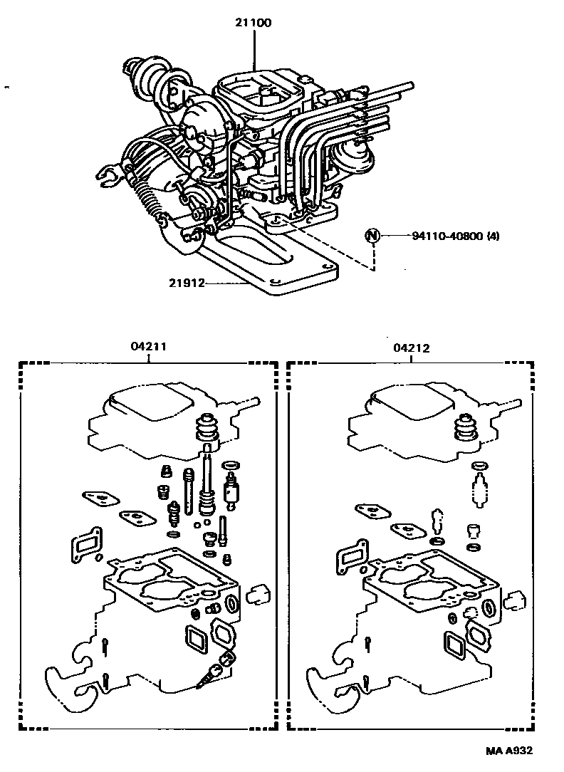 Toyota HILUX carburetor assembly EPC diagram — MAA932
