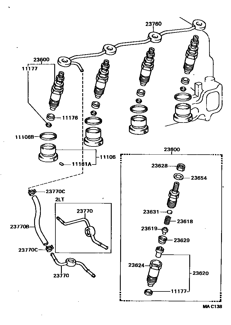 Toyota HILUX 喷油嘴 EPC diagram — MAC138