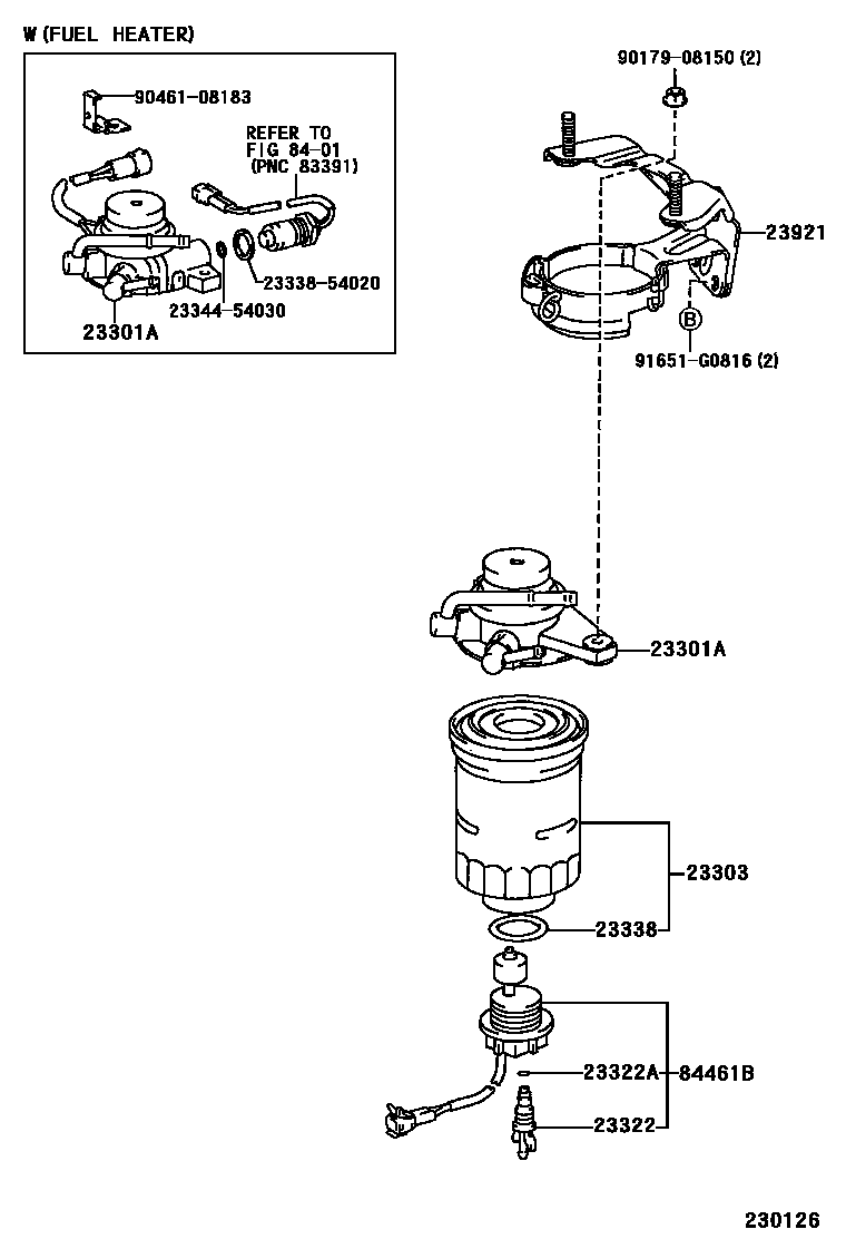 Toyota HILUX fuel filter EPC diagram — 230126