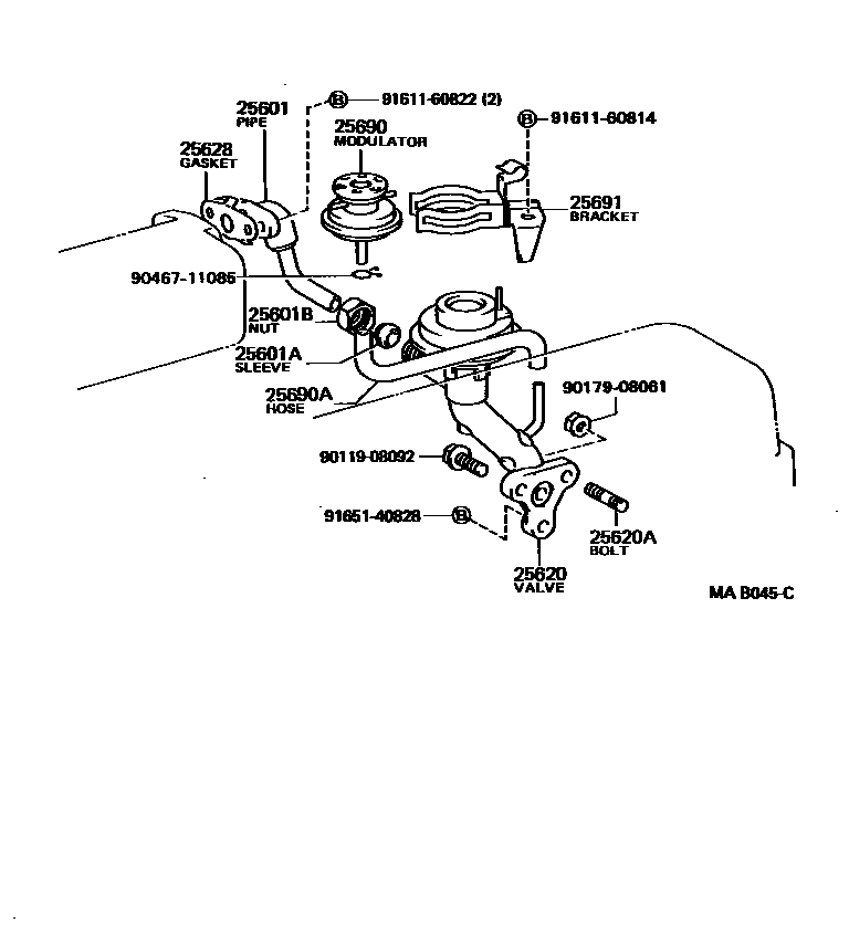 Toyota HILUX 废气再循环系统 EPC diagram — MAB045C