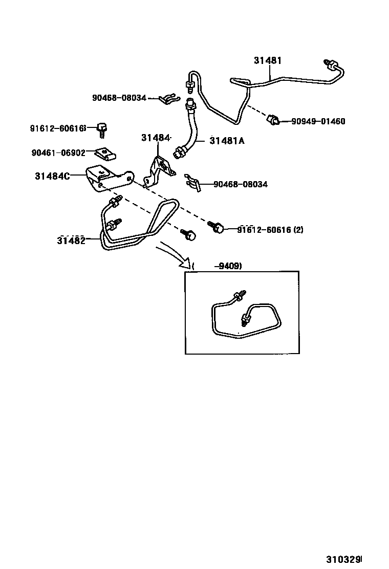 Toyota HILUX 离合器踏板和挠性软管 EPC diagram — 310329